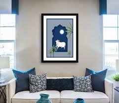 Moonlit Cow Framed Wall Art – Indian Heritage Inspired Print for Living Room