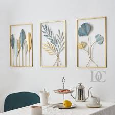 Set of 3 Metal Wall Art Frames – Minimal Botanical Leaf Design for Modern Interiors