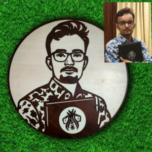 Custom MDF Wooden Portrait | Personalized Single Photo Laser Cut Art (18x18inch)