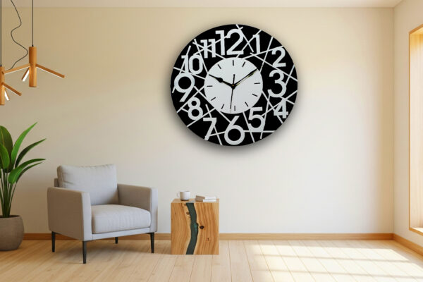 Contemporary Designer Acrylic Wall Clock | Unique Scattered Numbers Style